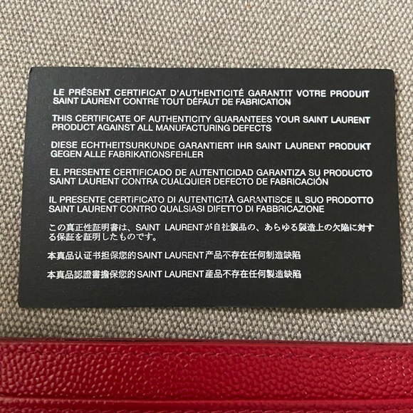 **NEW*** SAINT LAURENT Monogram YSL Card Holder Red with Nickel Hardware $350 - Picture 8 of 10